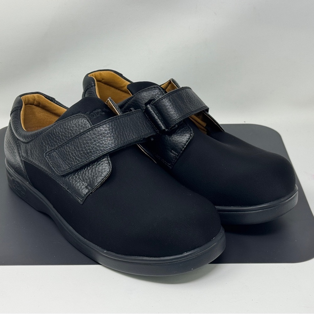 Dr Comfort Annie Sz 11 XW Black Lycra Leather Orthopedic Diabetic Shoes X WIDE